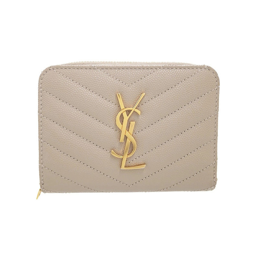 SAINT LAURENT Paris Monogram Compact Zip Around Wallet Bi fold Short